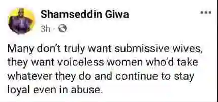 Many Men Don’t Truly Want Submissive Wives, They Want Voiceless Women That Would Stay Loyal In Abuse - Nigerian Marriage Therapist Says