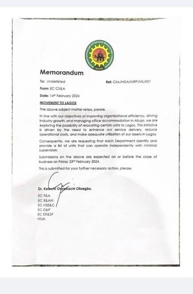 Nigerian Upstream Petroleum Regulatory Commission To Move Departments From Abuja To Lagos
