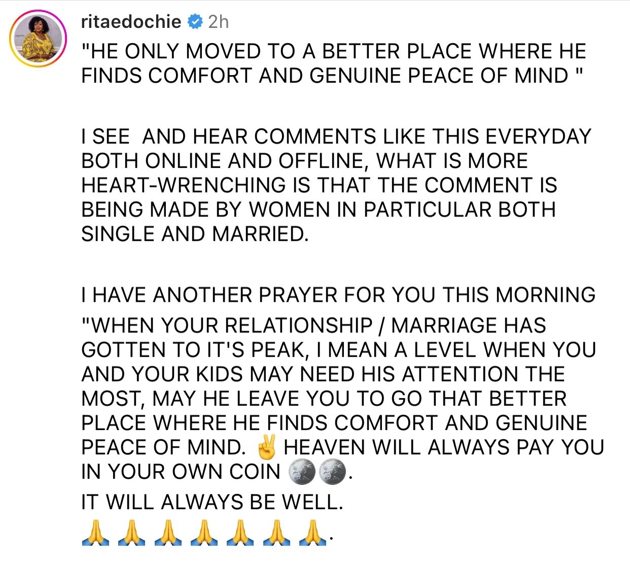 Nigerian Actress, Rita Edochie Slams Women Who Support Men That Leave Their Wives For Other Women