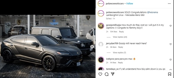 Singer Rema Acquires G63 G-wagon And Lamborghini Urus Worth Millions of Naira