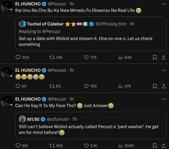 Peruzzi Dares Wizkid To Call Him A ‘Pant Washer’ To His Face
