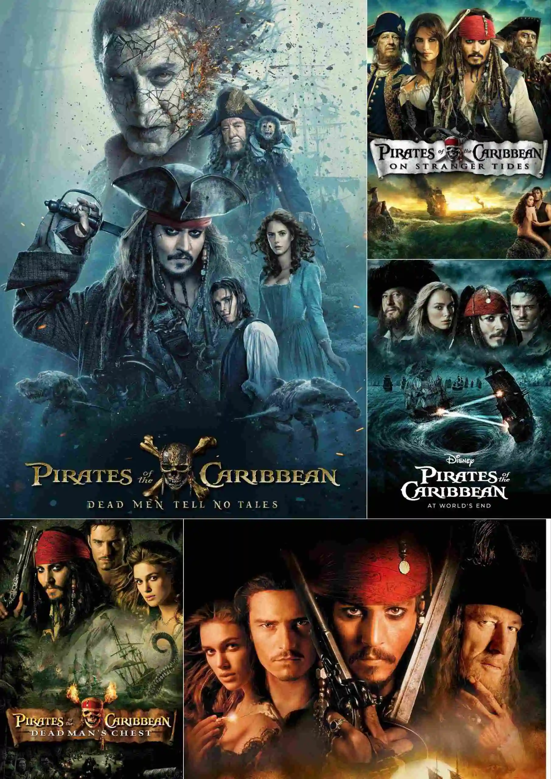 Pirates Of The Caribbean (2003-2017) {Hindi + English} Dual Audio Movies Collection 480p 720p 1080p 2160p(4k) BluRay HD ESub
